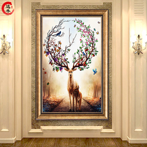 Modern Nordic style porch decorative painting living room background elk wall painting mural American simple oil painting
