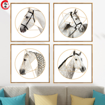 Geometric decorative painting horse head living room sofa da Vinci line painting light luxury dining table Crystal porcelain painting fashion simple hanging painting