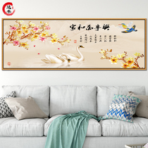 Home and Wanshixing living room decorative painting sofa background wall murals new Chinese decorative water flowers and birds landscape hanging paintings