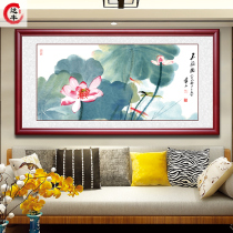 Jia lotus picture backer mountain picture Chinese painting has mountain waterless painting atmosphere living room hanging painting office decoration wall painting