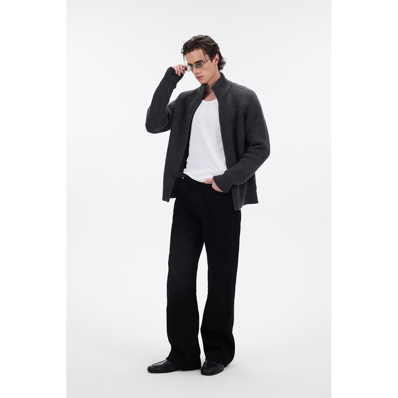 Core Form Ultra Authentic Style Neat Pure Black Denim Casual Pants