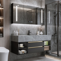 Marble smart bathroom cabinet combination Simple modern sink washbasin Bathroom rock board washbasin mirror cabinet