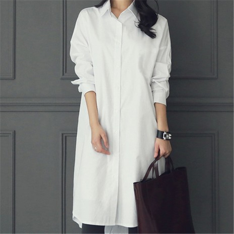 Pure Cotton Inner Shirt for Women, Spring and Autumn, Long-Sleeved, Loose, Stylish, Long Version, Plus Size, Mid-Length, Outerwear, Base Shirt Dress Pure Cotton Inner Shirt for Women, Spring and Autumn, Long-Sleeved, Loose, Stylish, Long Version, Plus Size, Mid-Length, Outerwear, Base Shirt Dress