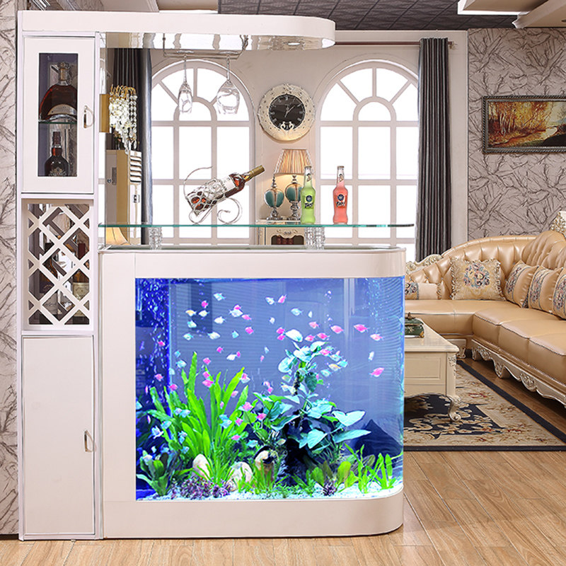 View of Fish tank Aquarium Bullet living room household screen Large and medium ...
