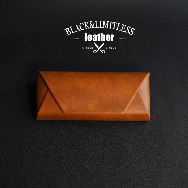 High-End Handmade Japanese-Style Crazy Horse Leather Black-Brown Pu Leather Oversized Vintage Artistic Pressure-Resistant Myopia Sunglasses Case