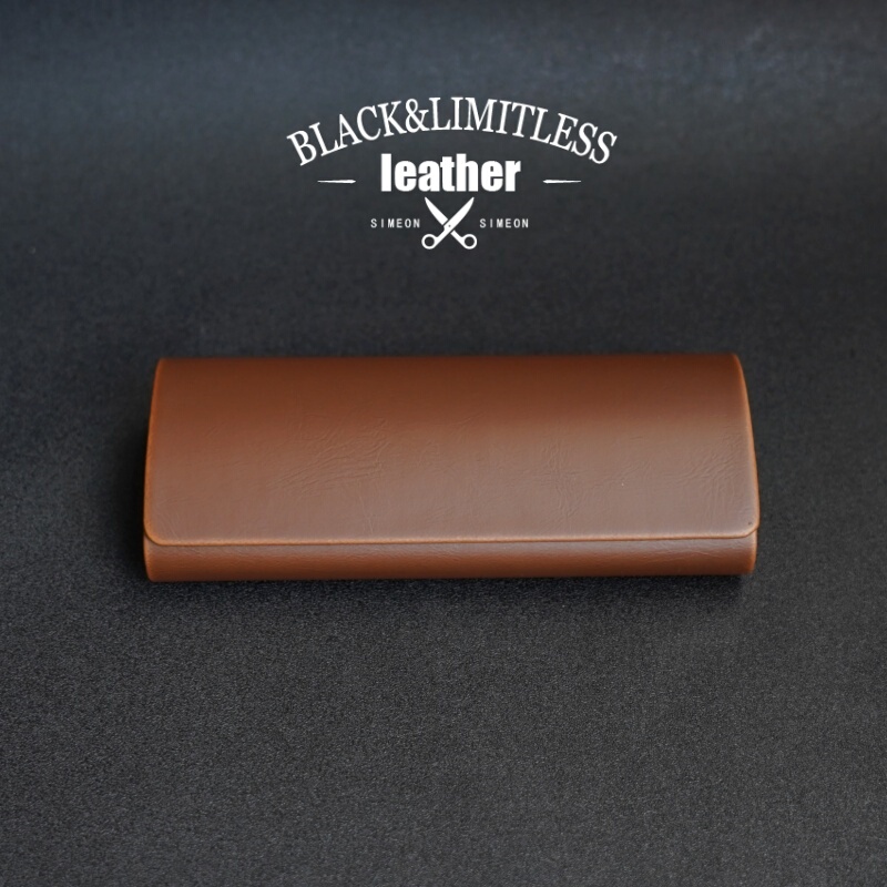 Crazy Horse Leather Pu Leather Handmade Glasses Case Portable Anti-Pressure Storage Box for Men's Myopia Optical Glasses Sunglasses Case