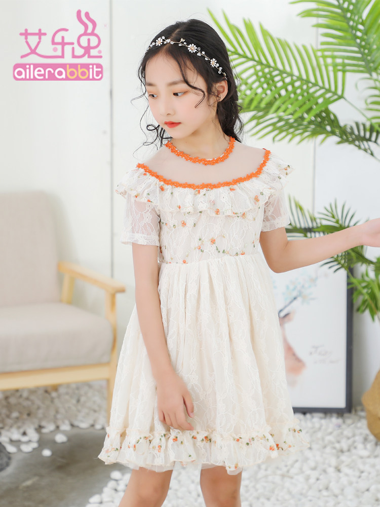 Girls Lace dress summer dress female baby Sundress 2020 new Korean children's clothing children's princess dress short sleeve
