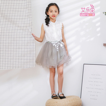 Girl Super foreign air suit dress spring 2020 summer dress Middle Child Net Red fashion two fashionable short sleeve princess dress