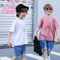 Childrens clothing boys summer suit 2020 new middle and Big Boy short sleeve handsome children summer Foreign style two-piece set