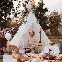 Spring outing small tent single outdoor 1 person pyramid Indian white tent outdoor picnic camping outing