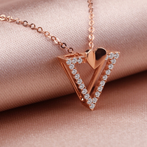 18K gold rose gold diamond pendant necklace set chain custom platinum chain heart move Egyptian pyramid neck chain lock bones