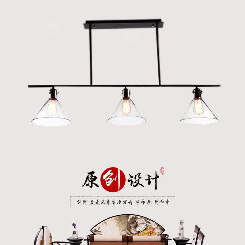 吊灯北欧复古三头餐吊灯美式乡村铁艺餐厅灯led饭厅灯卧室吧台灯