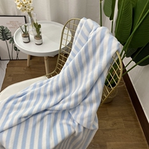 Fresh striped flannel blanket Cover leg nap blanket Air conditioning blanket Office sofa Single lunch break blanket