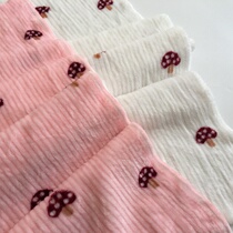 Flannel material new pumping medium and thick cute little mushroom print double-sided flannel home clothes pajama fabric