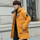 Bông nam áo khoác mùa đông Hàn Quốc phiên bản của xu hướng 2019 mới lớn mã bảo hộ lao bông len vừa dài cộng với nhung cộng với thủy triều dày