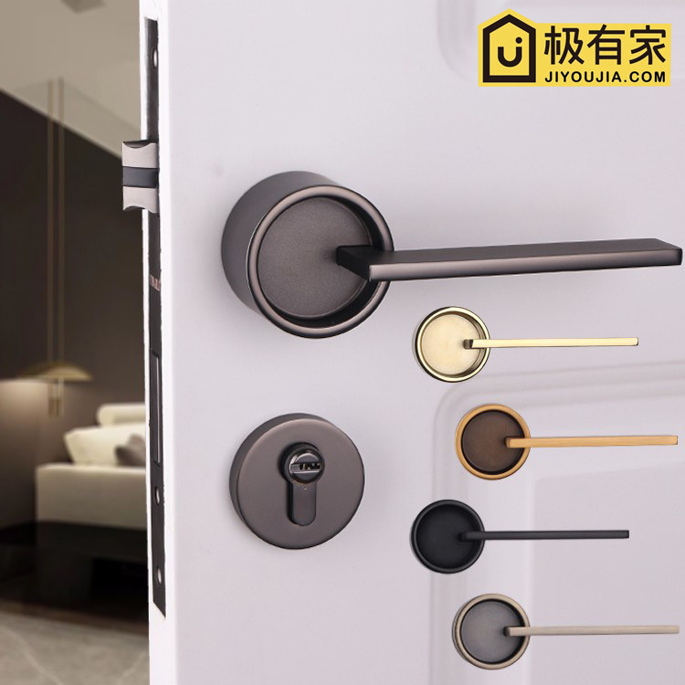 Ythyme Grey Black Bedroom Door Lock Indoor Nordic Mute Room Door Lock Brief Yellow Ancient Bronze American Magnetic Attraction Door Lock