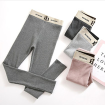 Spring Autumn Thread Pure Cotton Grey Beating Underpants Woman Outside Wearing Big Code High Waist Thin and Thin Vertical Striped Autumn Pants Small Leggings Pants