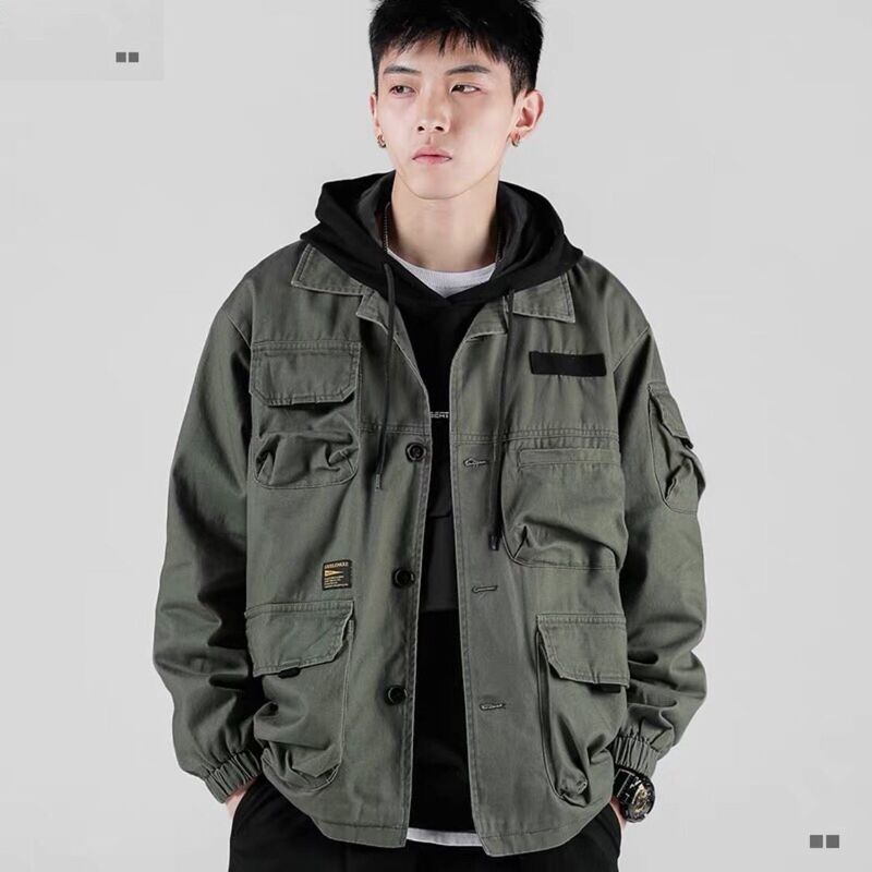 2025 Spring and Autumn Dk Japanese Retro Workwear Style American Super Popular Cotton-Padded Autumn and Winter Jacket Men's Trendy Brand Loose Jacket 2025 Spring and Autumn Dk Japanese Retro Workwear Style American Super Popular Cotton-Padded Autumn and Winter Jacket Men's Trendy Brand Loose Jacket