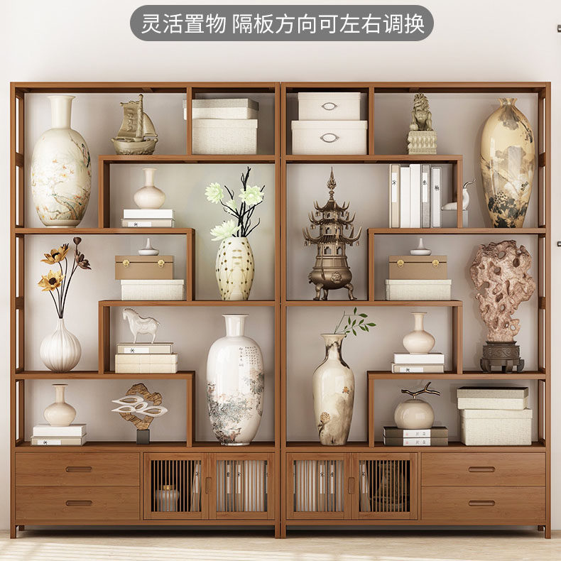 Zen Willa Bogu Frame Light Extravagant Modern Home Wine Rack Small Small Round Bou Ancient Rack Partition Solid Wood New Chinese Tea Cabinet