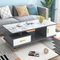 Tea table TV cabinet Living room 2021 New tea table Home European style imitation marble tempered glass tea table big