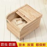 Рисовая бочка из цельного дерева, ящик для хранения риса, защищенный от насекомых, герметичный, маленький, 10 кг, небольшой резервуар для риса, бытовой, 50, 30, 20 кошек