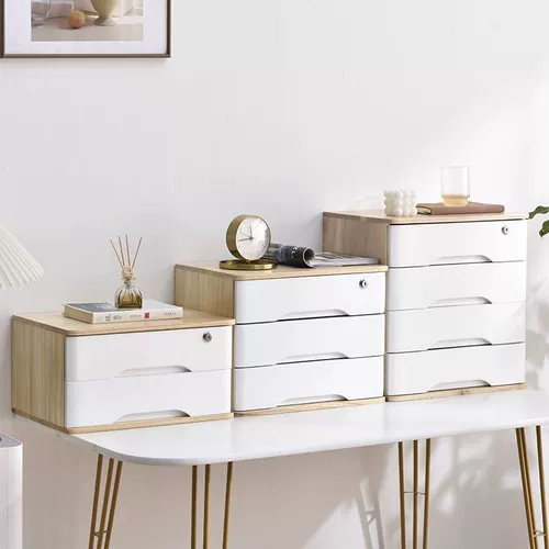 Ящик для хранения настольного стола с твердым деревом с ящиком с замок -тип многослойный хранение стола шкаф мусор шкафчик офис