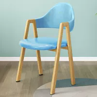 Темно-серый кожаный светло-синий светло-деревянный стул трапециевидной формы [красивый и элегантный] Минимальная цена — один комплект (единая цена)