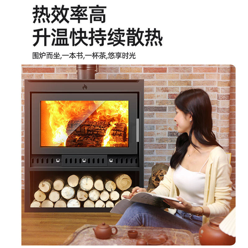 Smoke-free genuine fire burning wood heating stove stainless steel plate burning firewood countryside self-built folk house Villa Cafeteria Hall Bathhouse with -Taobao