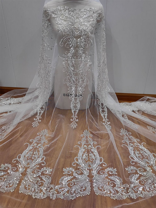 New High-Quality French Sequin Beading Luxury Lace Mesh Wedding Dress Women's Evening Dress Clothing Accessories