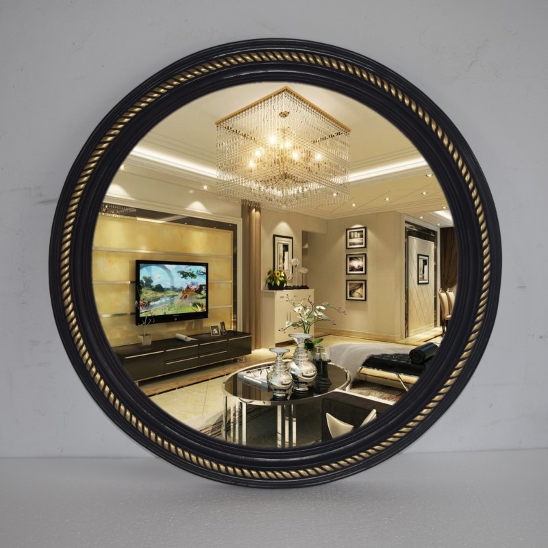 European-style bathroom mirror round makeup mirror Nordic style American-style porch mirror bathroom decoration retro gold dressing mirror
