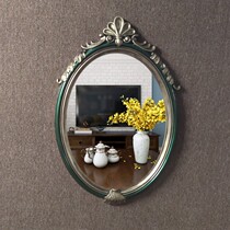 American bathroom Nordic style light luxury wall hanging bronze decoration oval makeup bathroom bathroom mirror entrance mirror