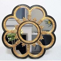 European style retro golden bathroom mirror Living Room restaurant KTV decorative mirror wall mirror porch mirror porch mirror flower mirror round flower mirror