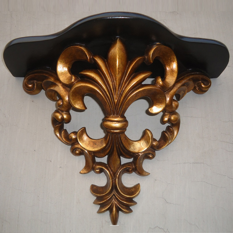 European-style American-style wall decoration partition wall hanging wall decoration retro golden flower pot bracket porch shelf hole board