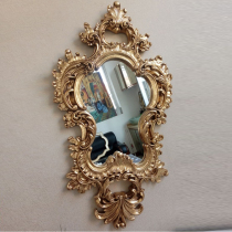 European and American vintage gold profiled Baroque wall hanging European makeup mirror bathroom porch decorative mirror crafts