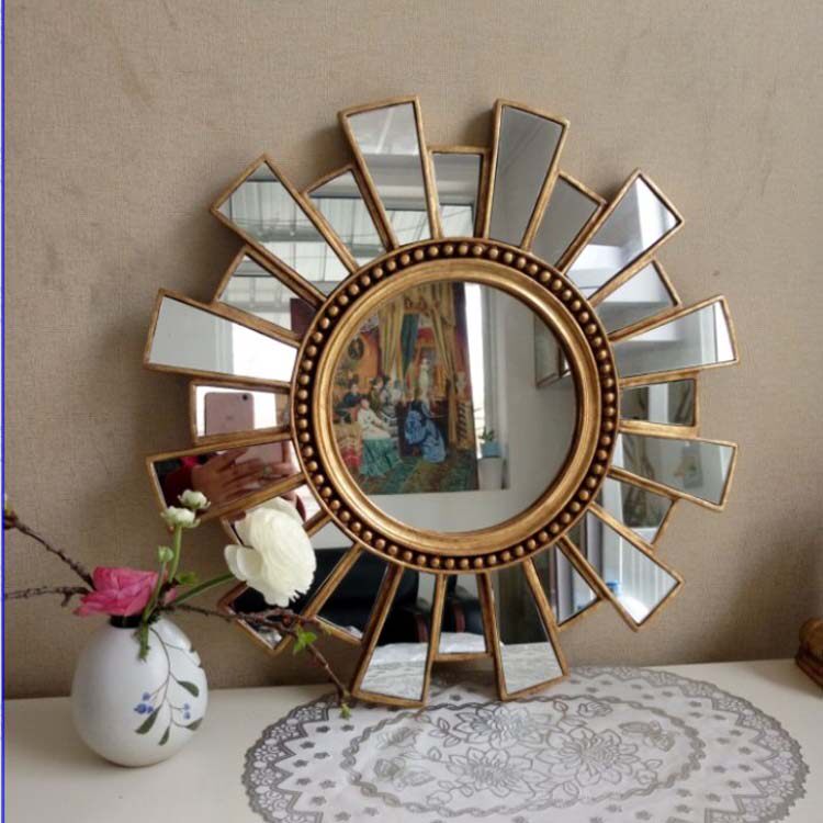 Manufacturers new European style entrance mirror retro copper bathroom mirror waterproof bathroom mirror decorative mirror makeup mirror entrance mirror