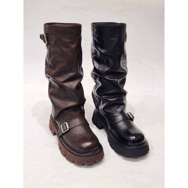 31008 Stacked Boots Special Price Clearance Round-Toe Fashion Boots Women's Long Boots Martin Boots Work Boots Motorcycle Boots