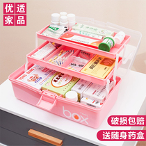 Medicine box storage box Household family medicine Student dormitory King-size children baby portable emergency medical box