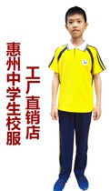 Huizhou middle school students summer school uniform Huicheng District Middle school students school uniform set factory school designated school uniform special shot