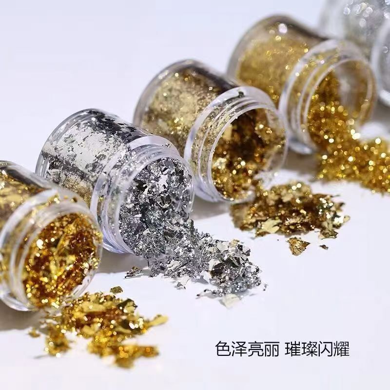 Nail Art Gold Foil Jewelry Set, Nail Art Gold Foil Fragments, Silver Platinum Fragments, Ultra-Thin Gold Foil Powder Jewelry, Nail Accessories Nail Art Gold Foil Jewelry Set, Nail Art Gold Foil Fragments, Silver Platinum Fragments, Ultra-Thin Gold Foil Powder Jewelry, Nail Accessories