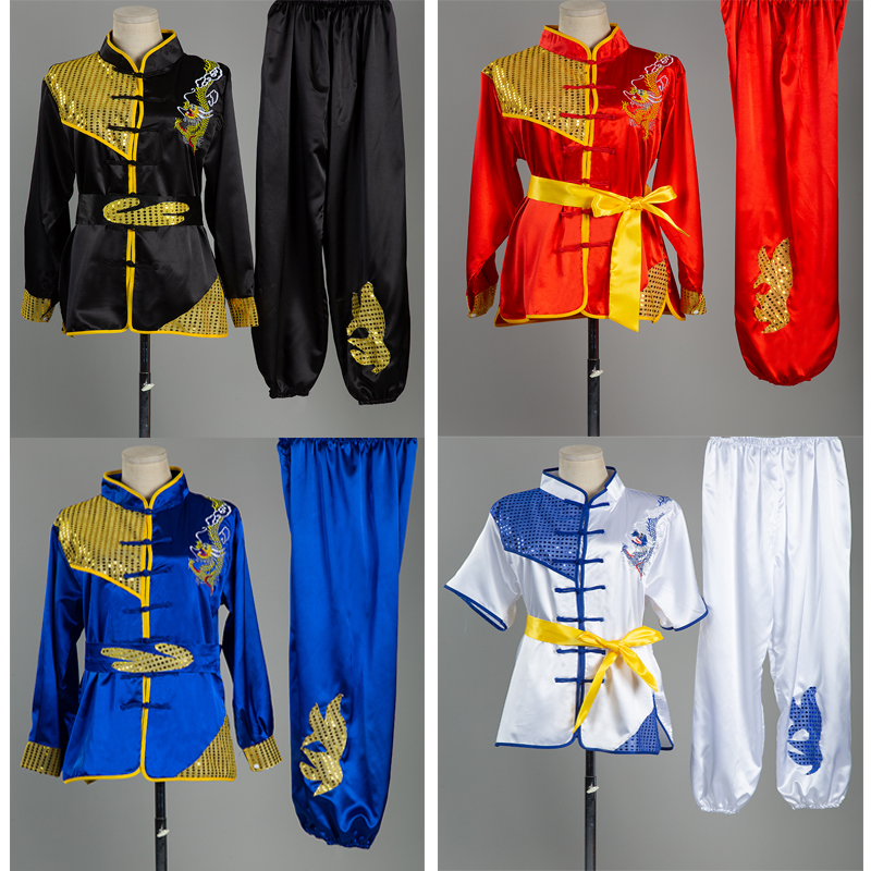 New high-end children's adult martial arts practice to serve long and long sleeves Chinese wind jersey group competition