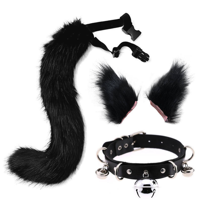 Halloween party cosplay fox tail ear personality collar bell accessories cosplay suit