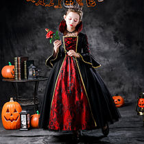 Halloween childrens costume cos princess skirt girl witch costume poison queen elf masquerade dress