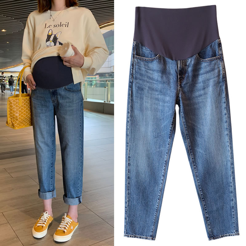 Maternity Jeans, Spring and Autumn Style, Large Size Straight-Leg Pants, Autumn and Winter Fleece-Lined and Thickened, Spring Wear, 2026 New Model