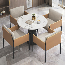 Marble plate saddle skin modern simple negotiate tables and chairs combined sales building Leisure reception guest small round table