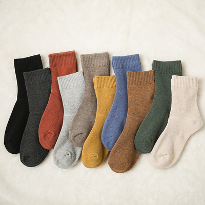 秋冬加厚保暖纯棉网红中筒袜4双