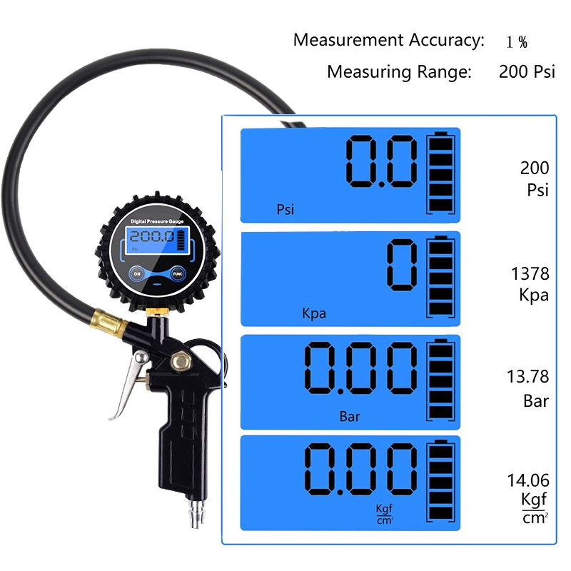 Jilushi Màn Hình Hiển Thị Kỹ Thuật Số Lạm Phát Lốp Dây PU Ống Bộ Lốp Lạm Phát Súng Đồng Hồ Đo Áp Suất Lốp Kỹ Thuật Số Lạm Phát đồng hồ đo áp suất lốp đồng hồ đo áp suất lốp ô tô