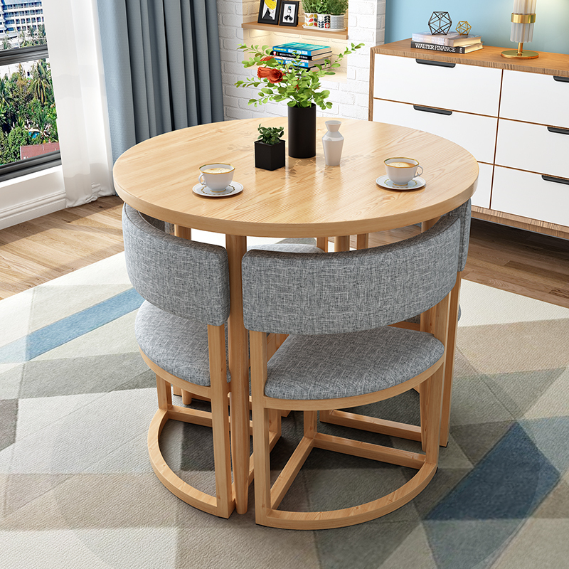 Small Round Table and Chairs for Storage, Suitable for Reception, Meetings, Sales Offices, Milk Tea Shops, Cafes, Rest Areas, Small Apartments, and Balconies