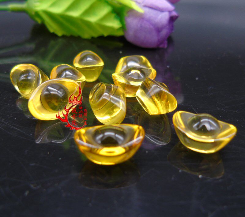 Yellow Crystal Swing Mini Yuan Bao for Manza Fabrication House for auspicious piece 13mm