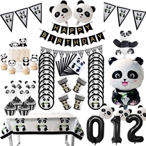 Panda Birthday PARTY panda Decorative Props Festival Party Gathering For Dinner Cutlery Suit Cuppaper Tray