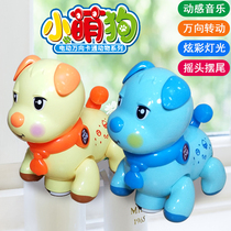 Childrens electric puppy toy with music Light Universal rotation walking small cute dog cartoon animal toddler toy